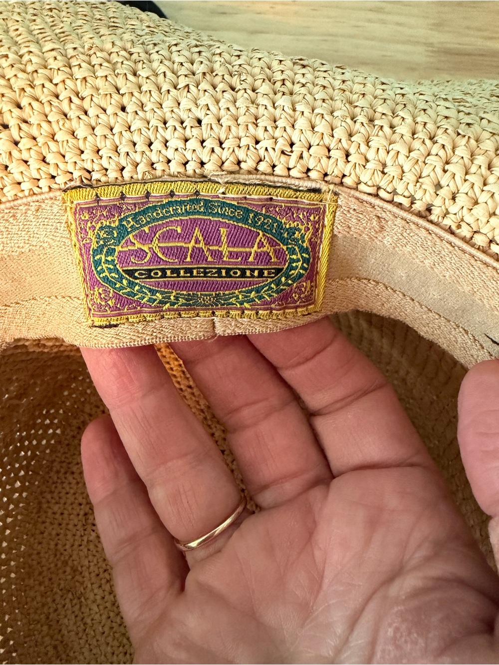 Scala Wide-Brim Straw Sun Hat with Black Scarf Accent - Picture 2 of 11
